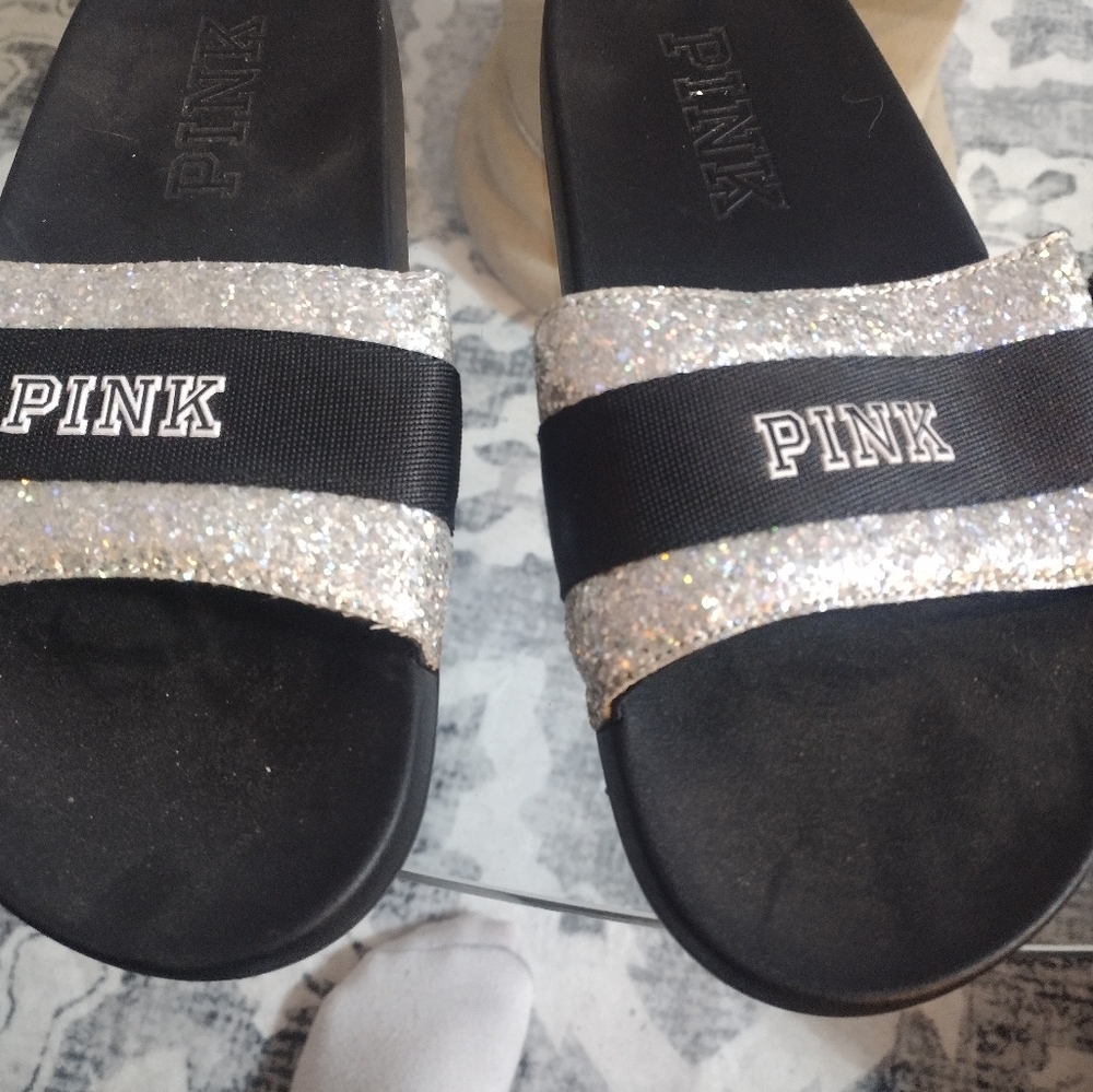 PINK slide on slippers AND HOUSE SLIPPERS